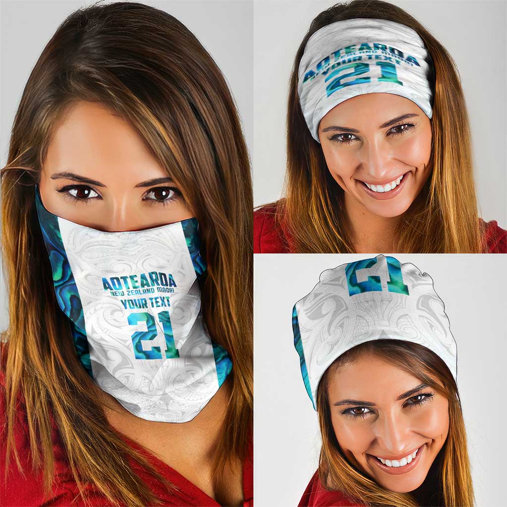 Custom New Zealand Aotearoa Neck Gaiter Maori Paua Shell Indigenous LT9