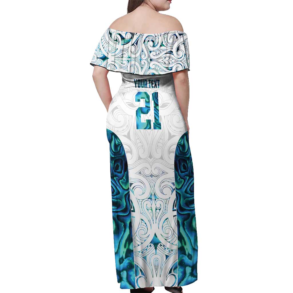 Custom New Zealand Aotearoa Off Shoulder Maxi Dress Maori Paua Shell Indigenous - Aussie Hoodie