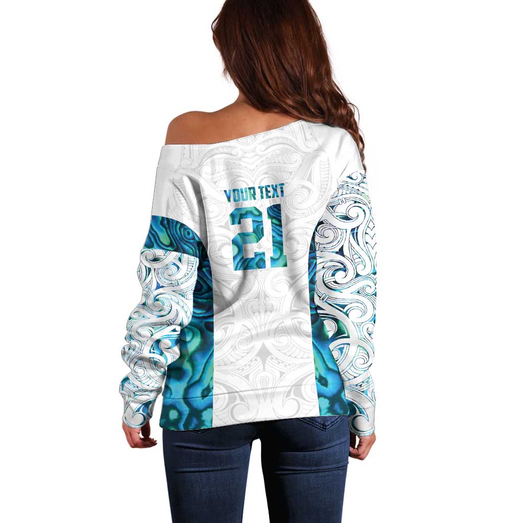 Custom New Zealand Aotearoa Off Shoulder Sweater Maori Paua Shell Indigenous - Aussie Hoodie