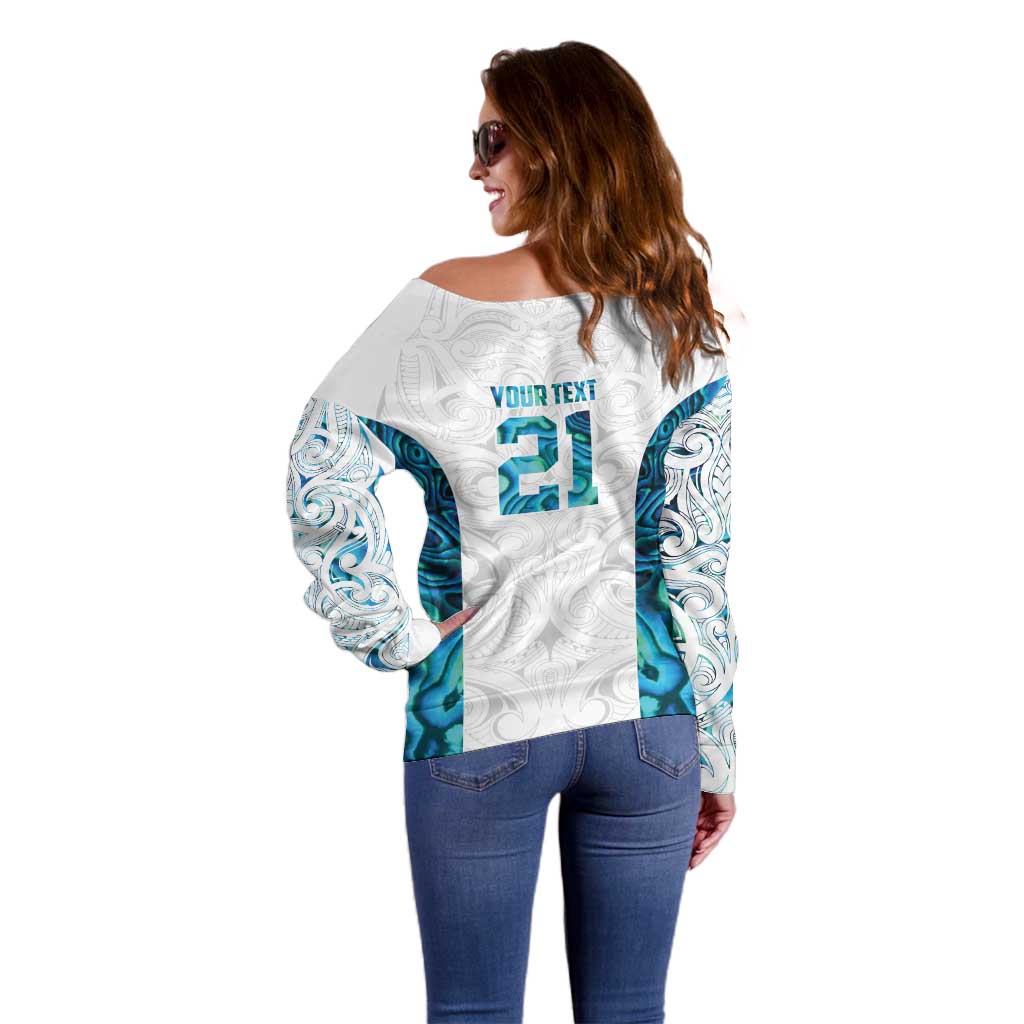 Custom New Zealand Aotearoa Off Shoulder Sweater Maori Paua Shell Indigenous - Aussie Hoodie