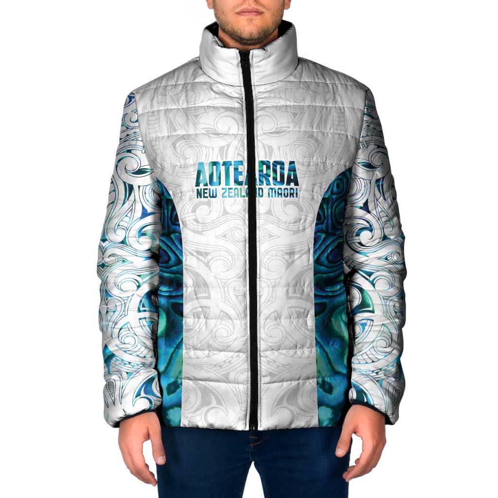 Custom New Zealand Aotearoa Padded Jacket Maori Paua Shell Indigenous - Aussie Hoodie