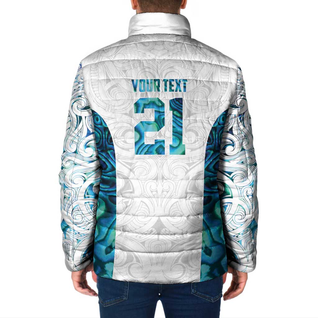 Custom New Zealand Aotearoa Padded Jacket Maori Paua Shell Indigenous - Aussie Hoodie