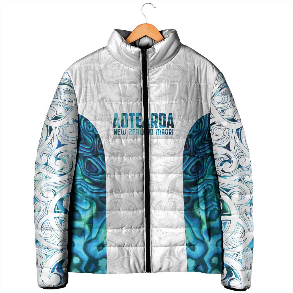 Custom New Zealand Aotearoa Padded Jacket Maori Paua Shell Indigenous - Aussie Hoodie