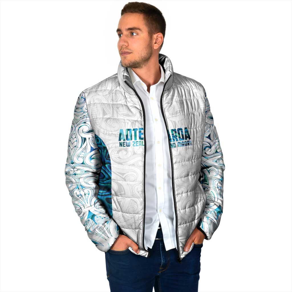 Custom New Zealand Aotearoa Padded Jacket Maori Paua Shell Indigenous - Aussie Hoodie