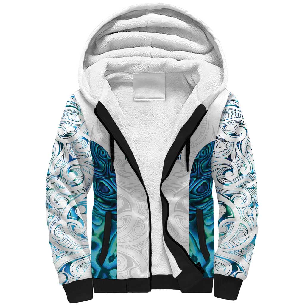 Custom New Zealand Aotearoa Sherpa Hoodie Maori Paua Shell Indigenous - Aussie Hoodie