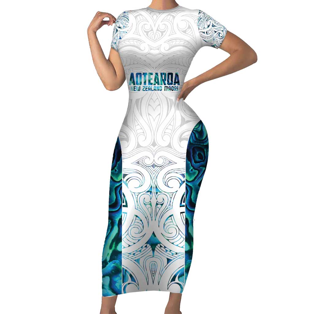 Custom New Zealand Aotearoa Short Sleeve Bodycon Dress Maori Paua Shell Indigenous - Aussie Hoodie