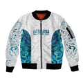 Custom New Zealand Aotearoa Sleeve Zip Bomber Jacket Maori Paua Shell Indigenous - Aussie Hoodie