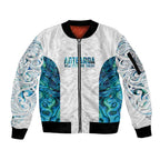 Custom New Zealand Aotearoa Sleeve Zip Bomber Jacket Maori Paua Shell Indigenous - Aussie Hoodie