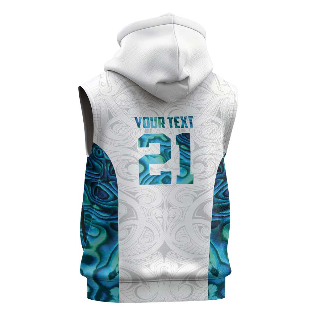 Custom New Zealand Aotearoa Sleeveless Hoodie Maori Paua Shell Indigenous - Aussie Hoodie