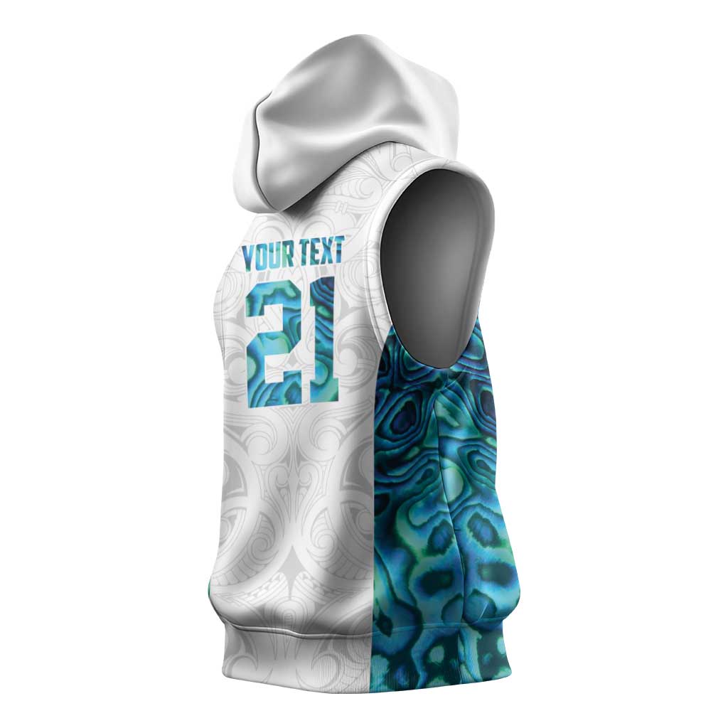 Custom New Zealand Aotearoa Sleeveless Hoodie Maori Paua Shell Indigenous - Aussie Hoodie