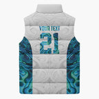 Custom New Zealand Aotearoa Sleeveless Puffer Jacket Maori Paua Shell Indigenous - Aussie Hoodie
