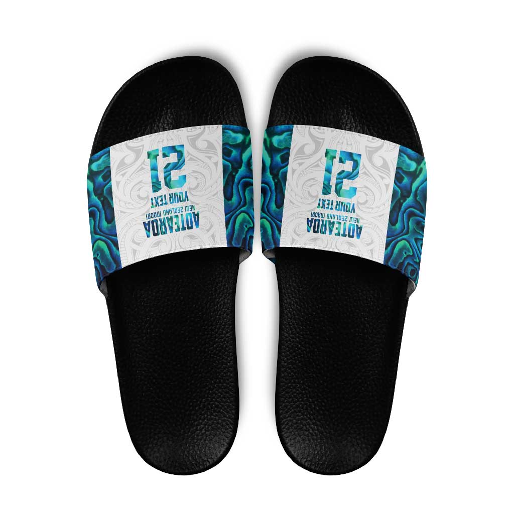 Custom New Zealand Aotearoa Slide Sandals Maori Paua Shell Indigenous - Aussie Hoodie