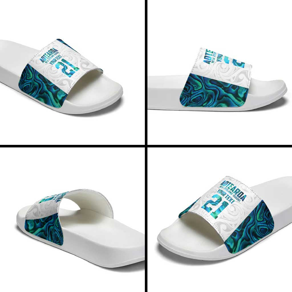 Custom New Zealand Aotearoa Slide Sandals Maori Paua Shell Indigenous - Aussie Hoodie