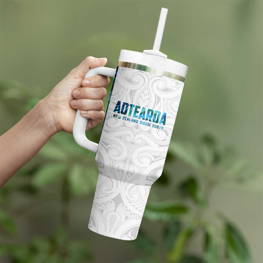 Custom New Zealand Aotearoa Tumbler With Handle Maori Paua Shell Indigenous - Aussie Hoodie