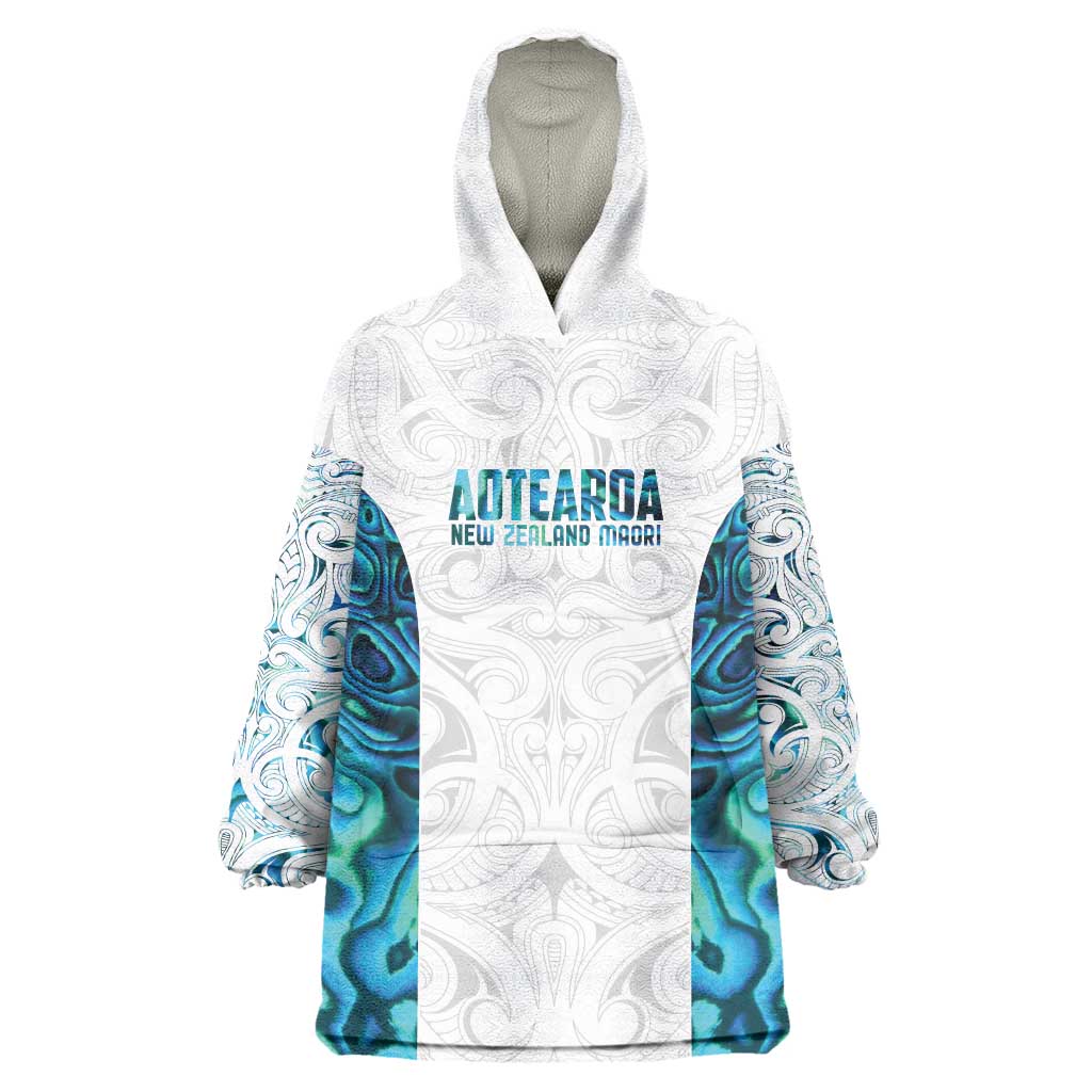 Custom New Zealand Aotearoa Wearable Blanket Hoodie Maori Paua Shell Indigenous - Aussie Hoodie