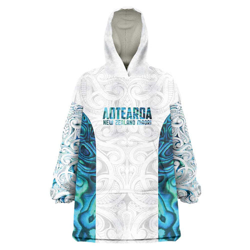 Custom New Zealand Aotearoa Wearable Blanket Hoodie Maori Paua Shell Indigenous - Aussie Hoodie