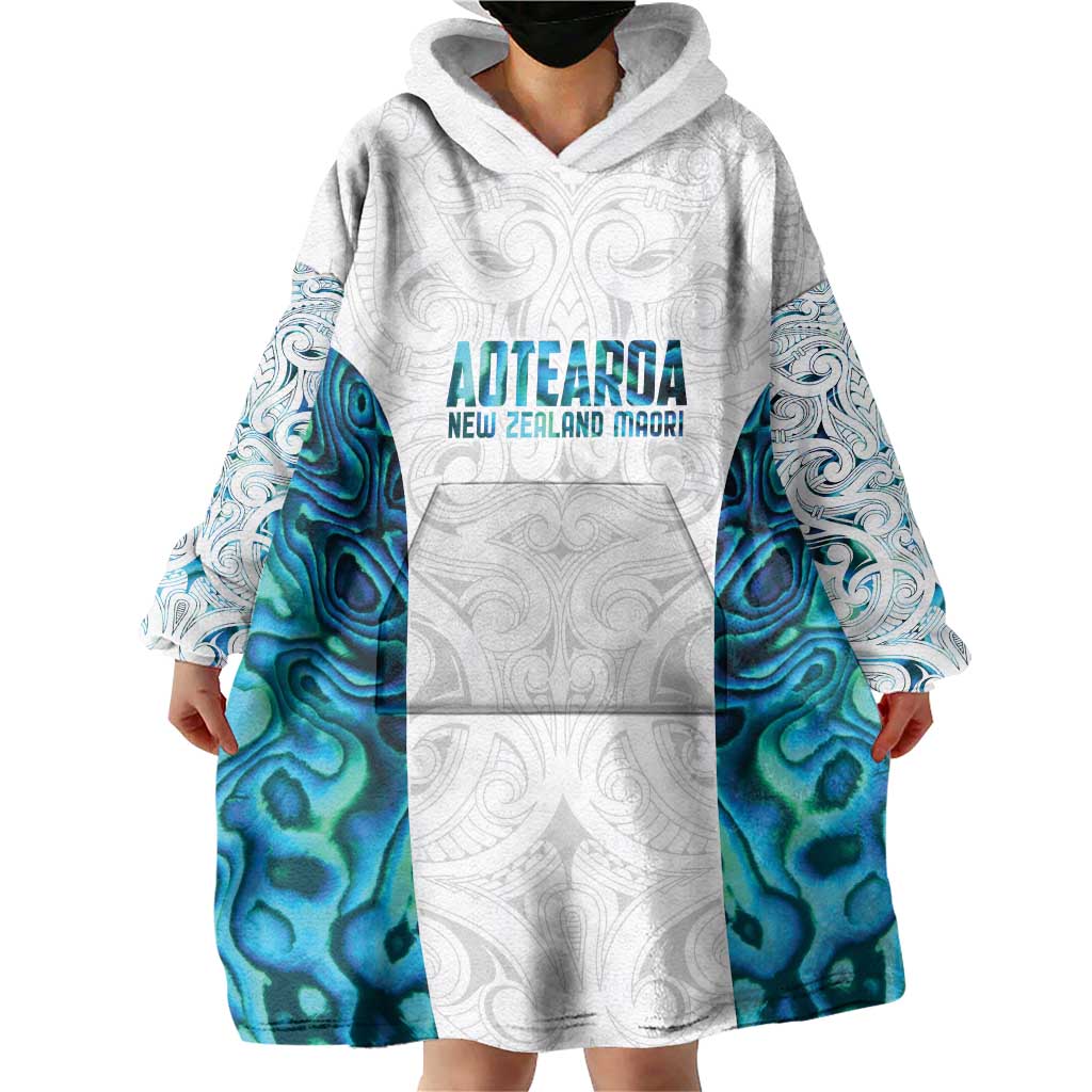 Custom New Zealand Aotearoa Wearable Blanket Hoodie Maori Paua Shell Indigenous - Aussie Hoodie
