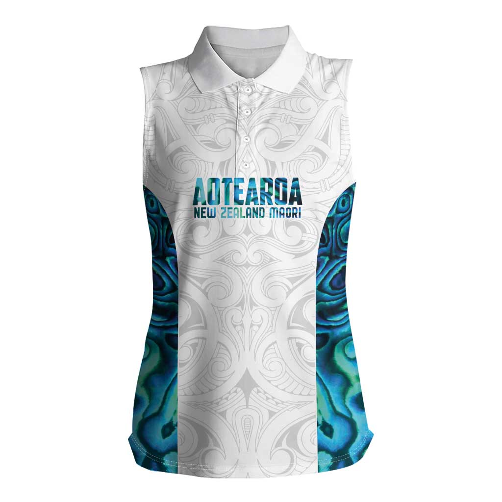 Custom New Zealand Aotearoa Women Sleeveless Polo Shirt Maori Paua Shell Indigenous - Aussie Hoodie