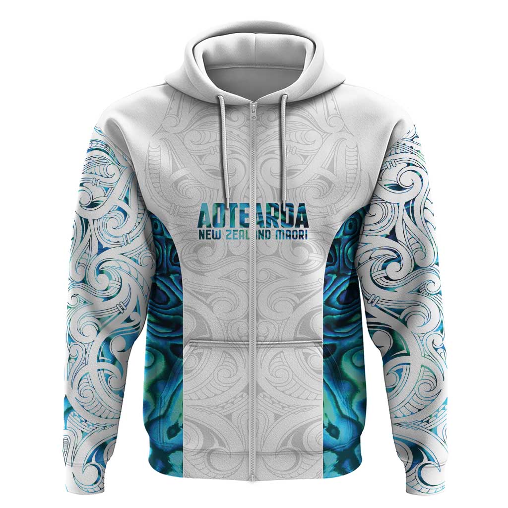 Custom New Zealand Aotearoa Zip Hoodie Maori Paua Shell Indigenous - Aussie Hoodie