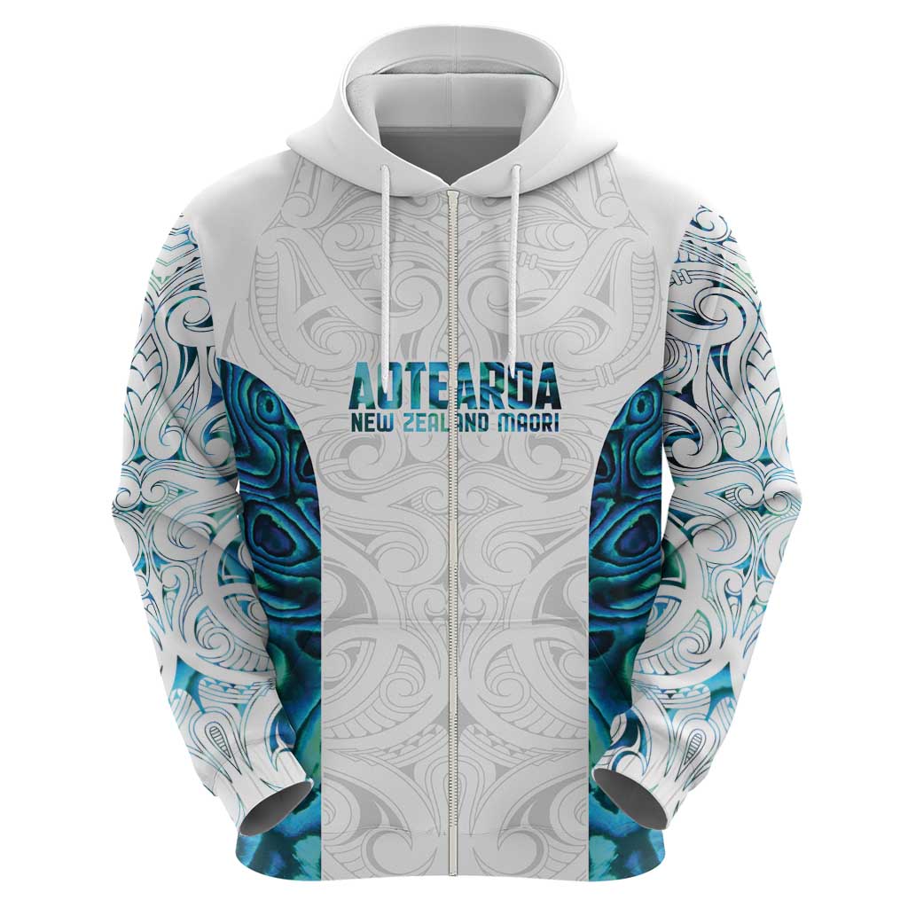 Custom New Zealand Aotearoa Zip Hoodie Maori Paua Shell Indigenous - Aussie Hoodie