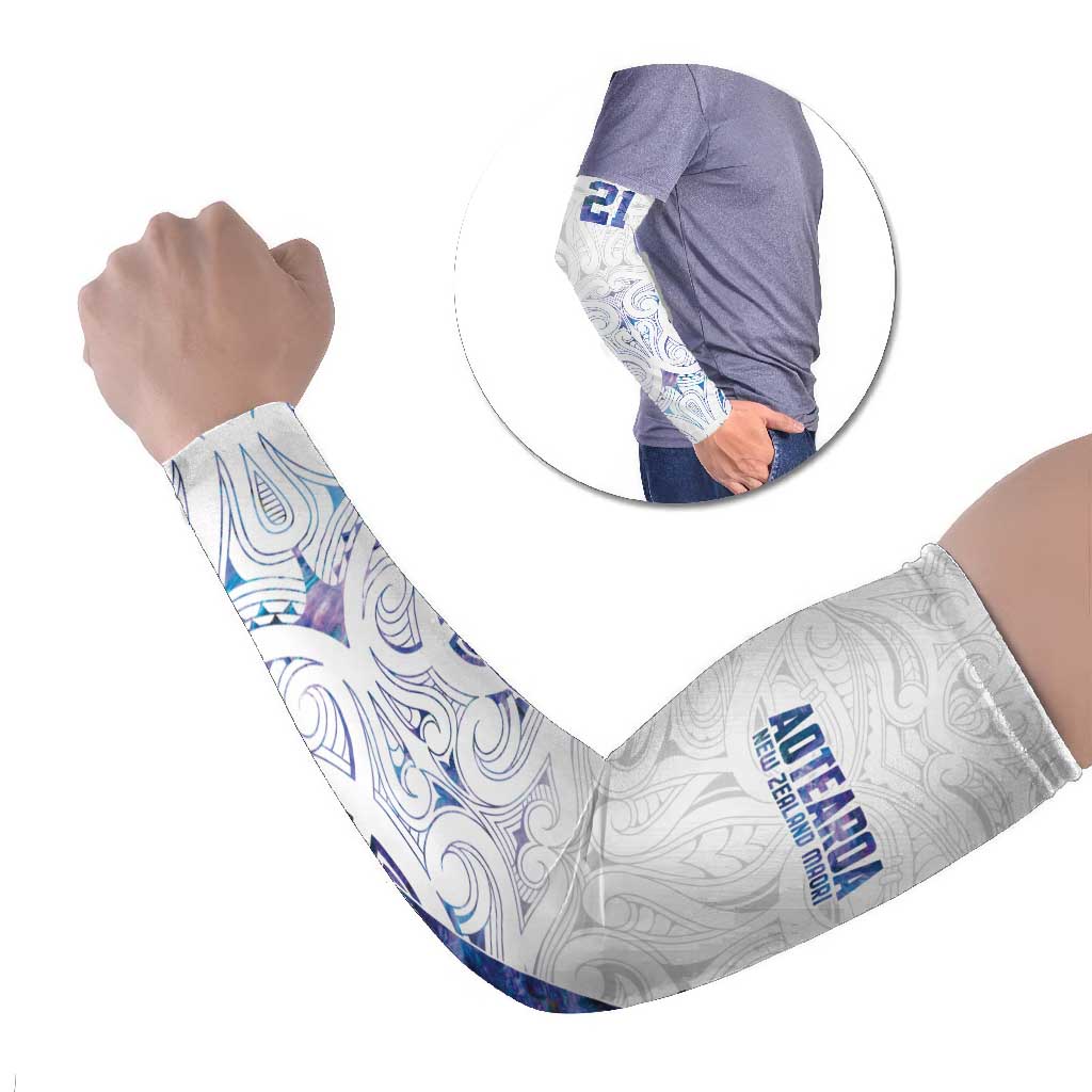 Custom New Zealand Aotearoa Arm Sleeves Purple Maori Paua Shell Indigenous - Aussie Hoodie