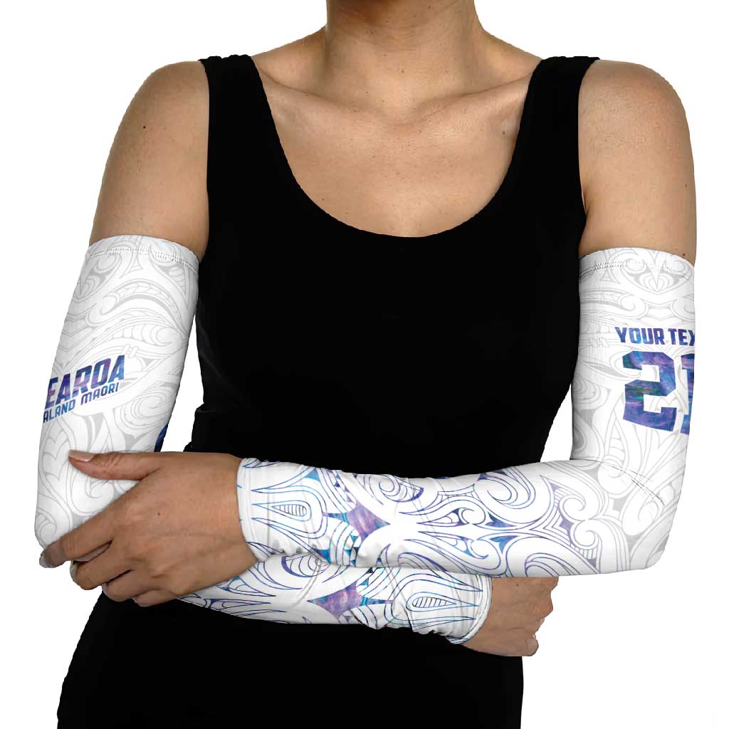 Custom New Zealand Aotearoa Arm Sleeves Purple Maori Paua Shell Indigenous - Aussie Hoodie