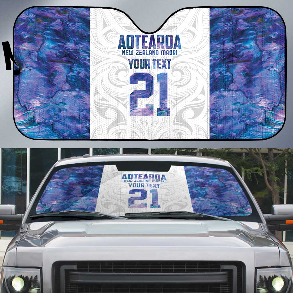 Custom New Zealand Aotearoa Auto Sun Shade Purple Maori Paua Shell Indigenous - Aussie Hoodie