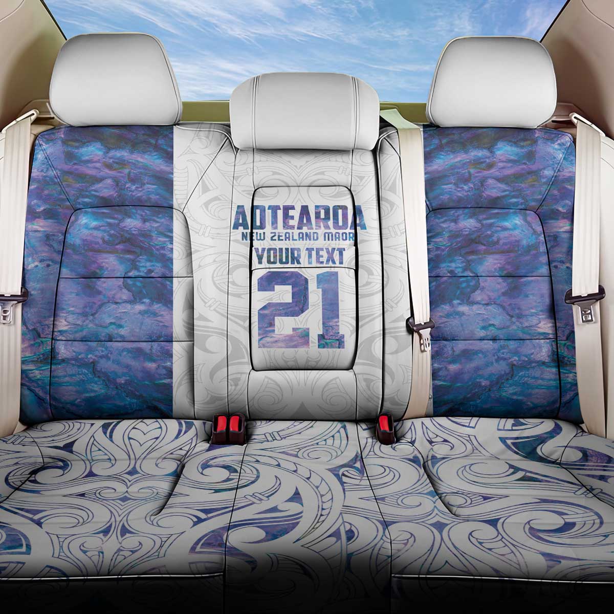 Custom New Zealand Aotearoa Back Car Seat Cover Purple Maori Paua Shell Indigenous - Aussie Hoodie