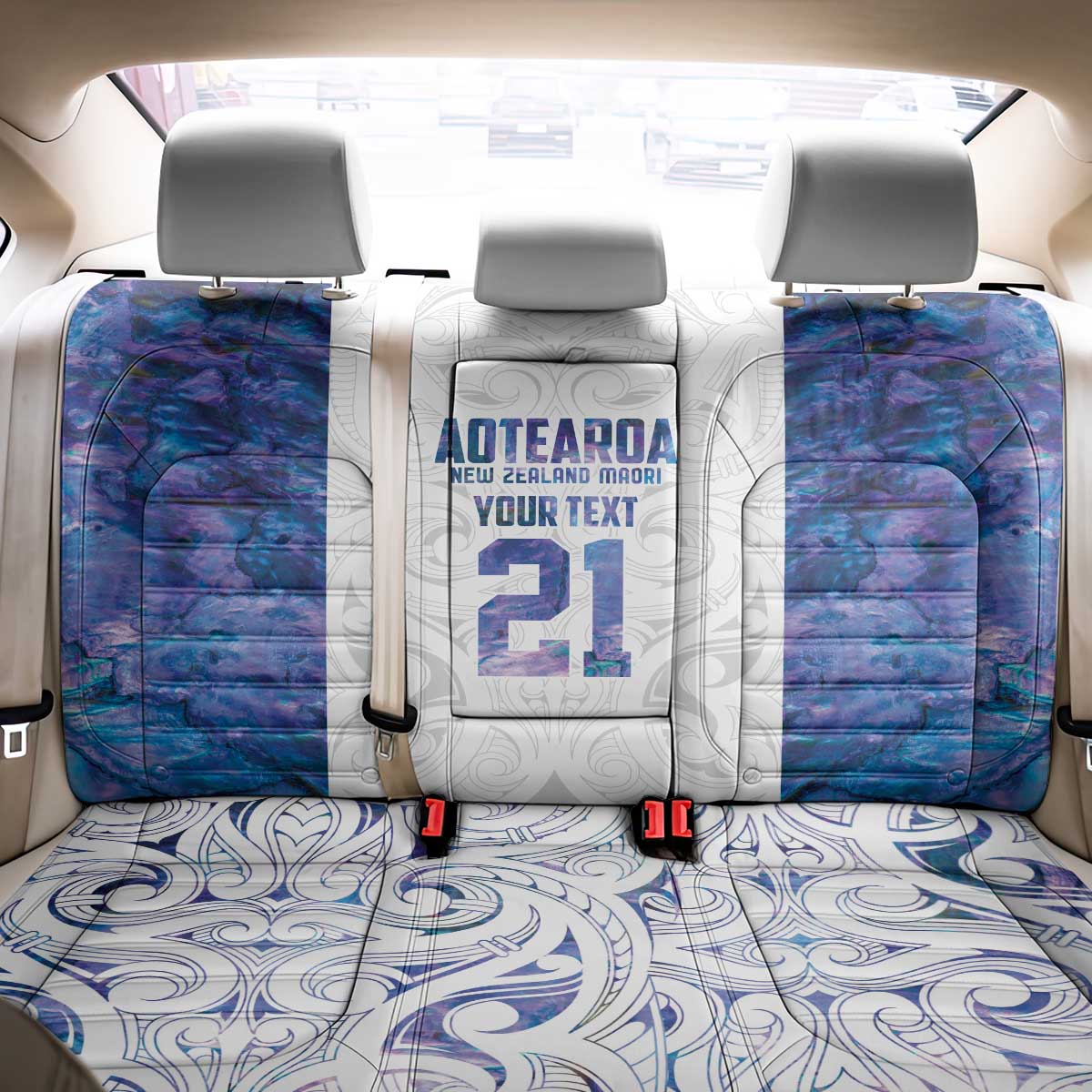 Custom New Zealand Aotearoa Back Car Seat Cover Purple Maori Paua Shell Indigenous - Aussie Hoodie