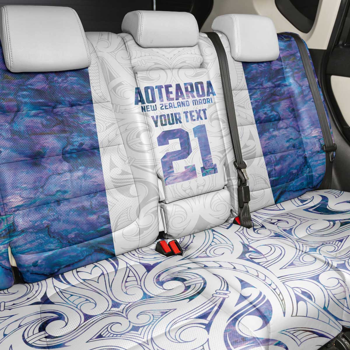 Custom New Zealand Aotearoa Back Car Seat Cover Purple Maori Paua Shell Indigenous - Aussie Hoodie