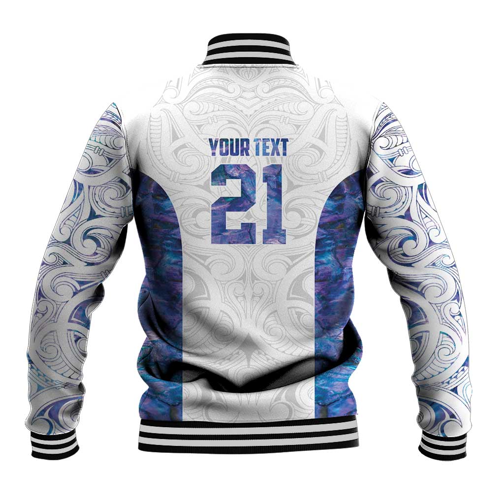Custom New Zealand Aotearoa Baseball Jacket Purple Maori Paua Shell Indigenous - Aussie Hoodie