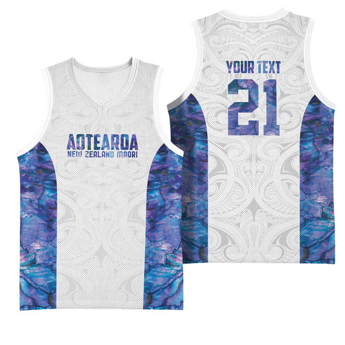 Custom New Zealand Aotearoa Basketball Jersey Purple Maori Paua Shell Indigenous - Aussie Hoodie
