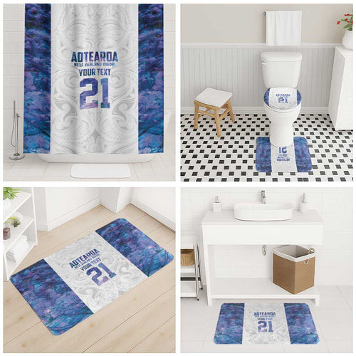 Custom New Zealand Aotearoa Bathroom Set Purple Maori Paua Shell Indigenous - Aussie Hoodie