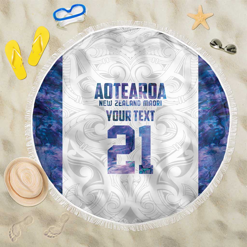 Custom New Zealand Aotearoa Beach Blanket Purple Maori Paua Shell Indigenous - Aussie Hoodie