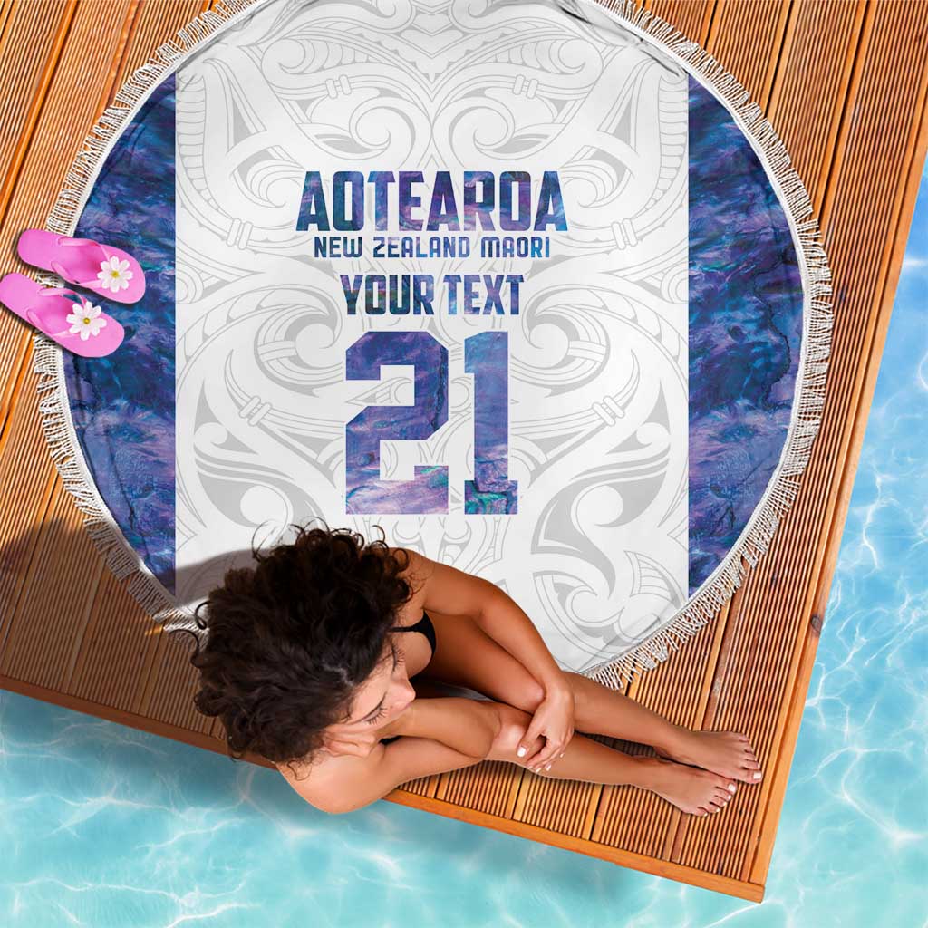 Custom New Zealand Aotearoa Beach Blanket Purple Maori Paua Shell Indigenous - Aussie Hoodie