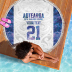 Custom New Zealand Aotearoa Beach Blanket Purple Maori Paua Shell Indigenous - Aussie Hoodie