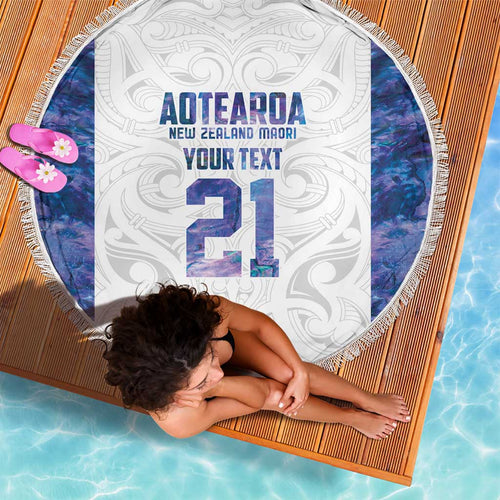 Custom New Zealand Aotearoa Beach Blanket Purple Maori Paua Shell Indigenous - Aussie Hoodie
