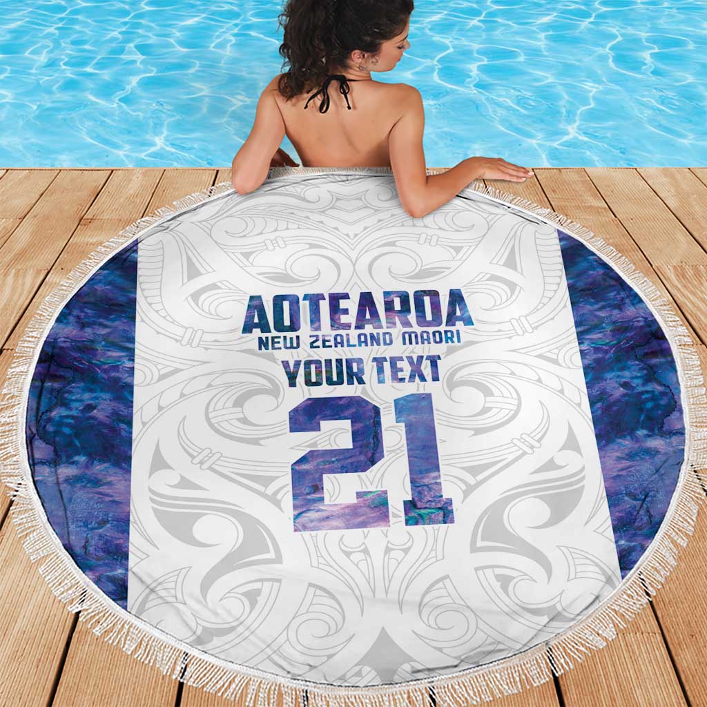 Custom New Zealand Aotearoa Beach Blanket Purple Maori Paua Shell Indigenous - Aussie Hoodie