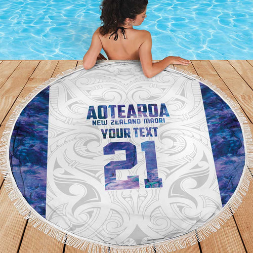 Custom New Zealand Aotearoa Beach Blanket Purple Maori Paua Shell Indigenous - Aussie Hoodie