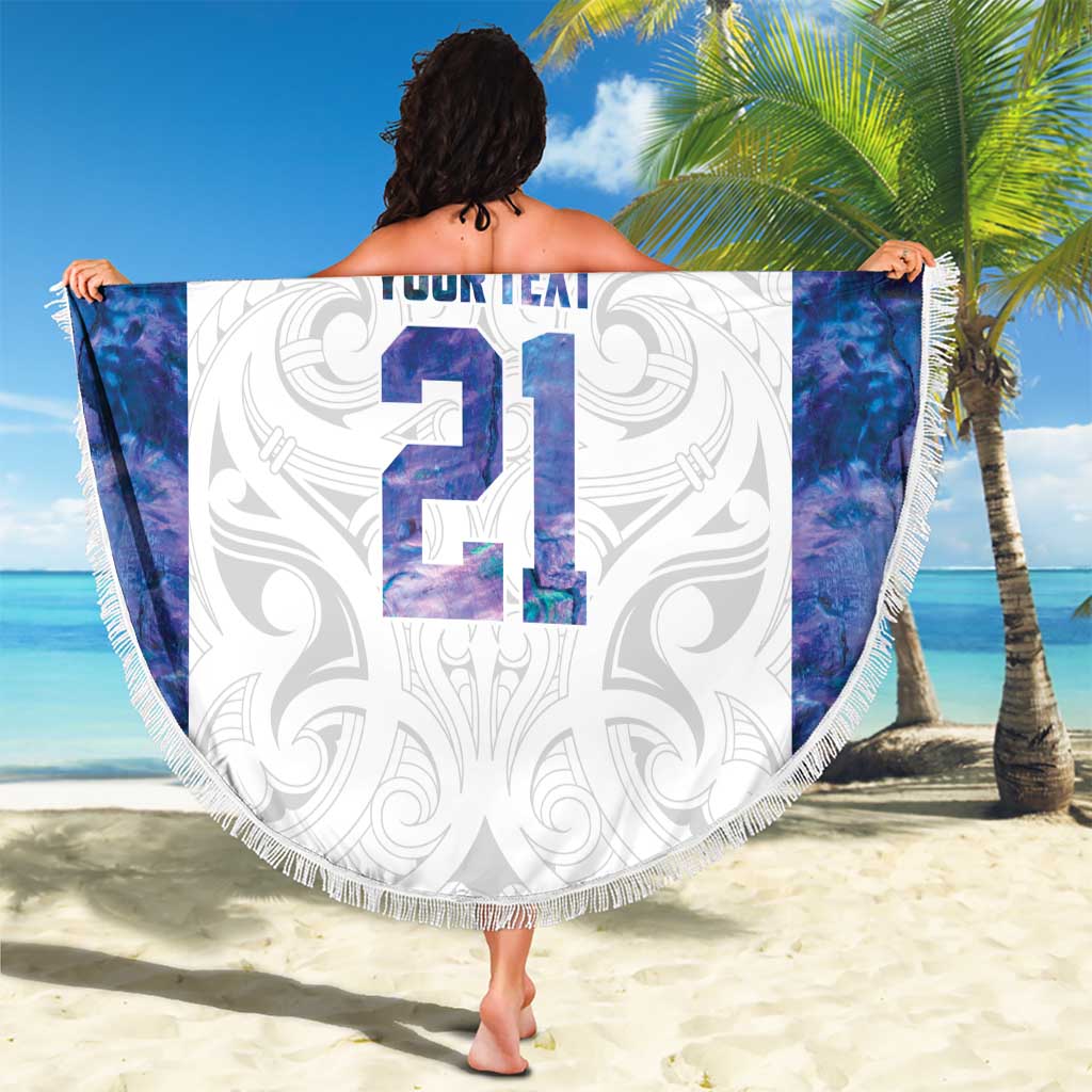 Custom New Zealand Aotearoa Beach Blanket Purple Maori Paua Shell Indigenous - Aussie Hoodie