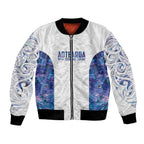 Custom New Zealand Aotearoa Bomber Jacket Purple Maori Paua Shell Indigenous - Aussie Hoodie