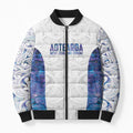 Custom New Zealand Aotearoa Bomber Puffer Jacket Purple Maori Paua Shell Indigenous - Aussie Hoodie