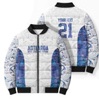 Custom New Zealand Aotearoa Bomber Puffer Jacket Purple Maori Paua Shell Indigenous - Aussie Hoodie