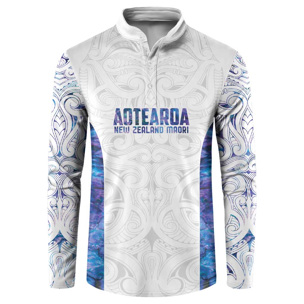 Custom New Zealand Aotearoa Button Sweatshirt Purple Maori Paua Shell Indigenous - Aussie Hoodie