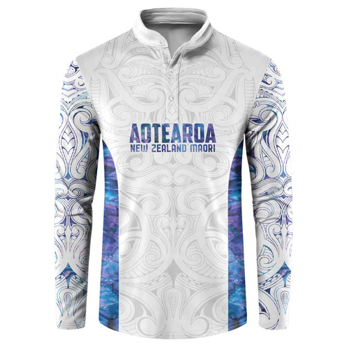 Custom New Zealand Aotearoa Button Sweatshirt Purple Maori Paua Shell Indigenous - Aussie Hoodie
