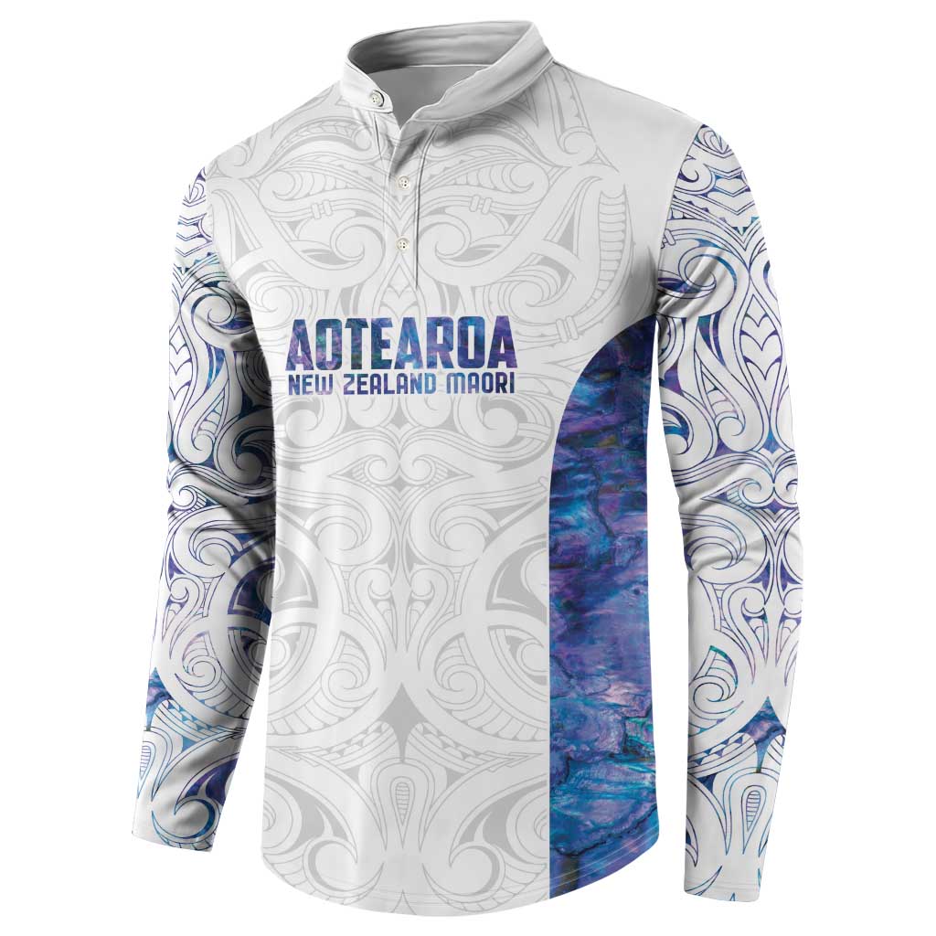 Custom New Zealand Aotearoa Button Sweatshirt Purple Maori Paua Shell Indigenous - Aussie Hoodie