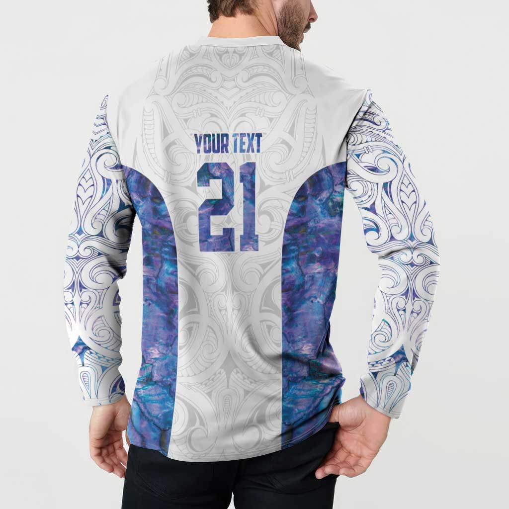 Custom New Zealand Aotearoa Button Sweatshirt Purple Maori Paua Shell Indigenous - Aussie Hoodie