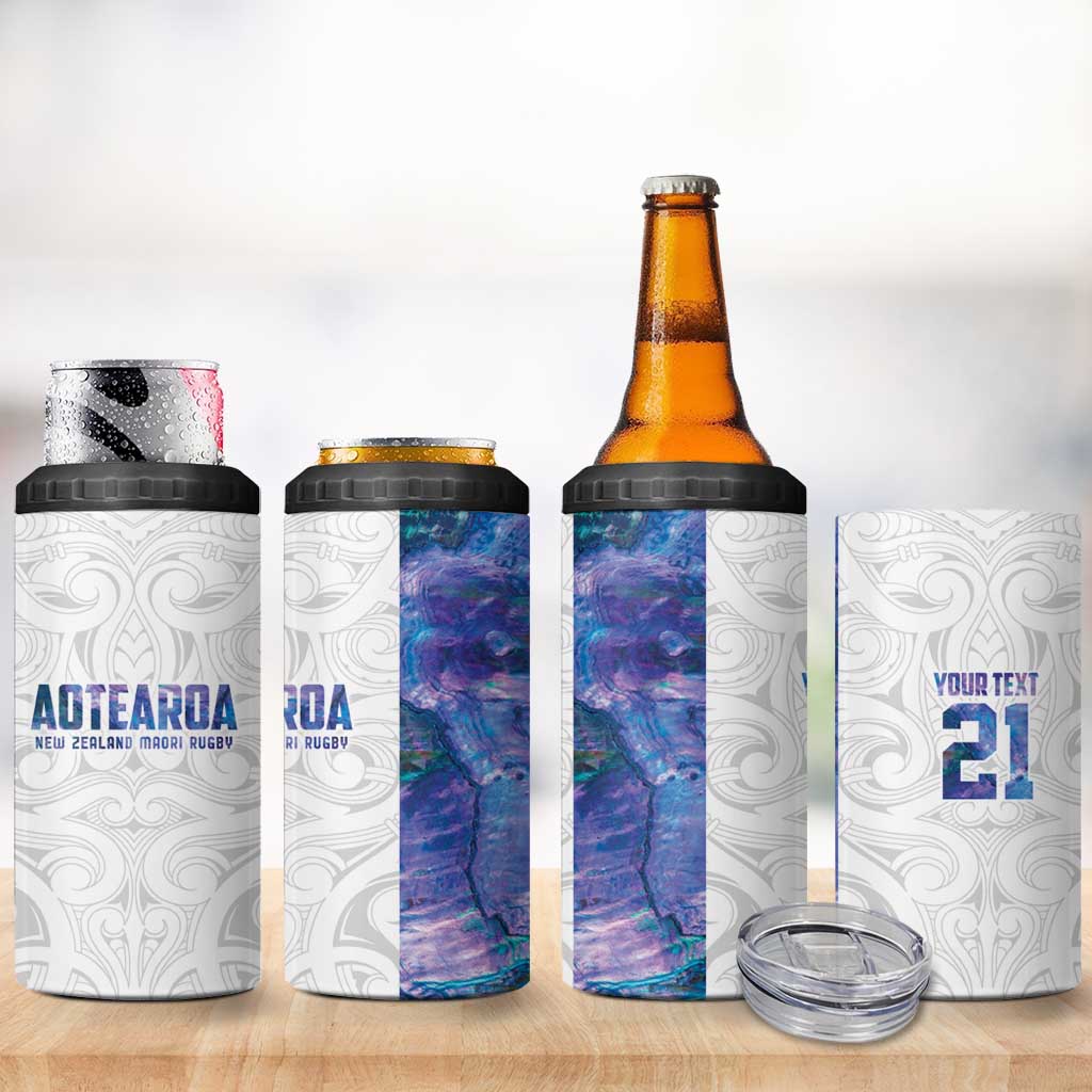 Custom New Zealand Aotearoa 4 in 1 Can Cooler Tumbler Purple Maori Paua Shell Indigenous - Aussie Hoodie