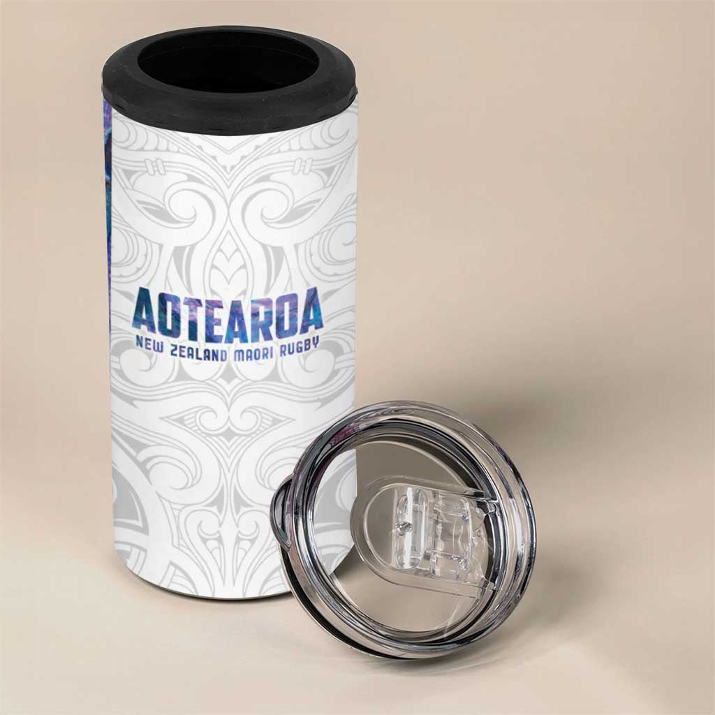 Custom New Zealand Aotearoa 4 in 1 Can Cooler Tumbler Purple Maori Paua Shell Indigenous - Aussie Hoodie