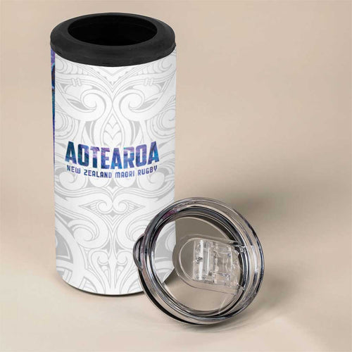 Custom New Zealand Aotearoa 4 in 1 Can Cooler Tumbler Purple Maori Paua Shell Indigenous - Aussie Hoodie